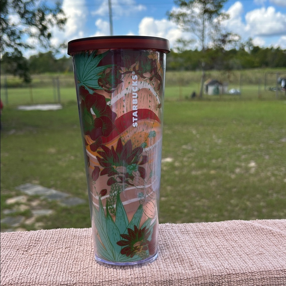 Starbucks 2019 Collectible 24 oz Acrylic Tumbler With Lid Desert Cactus Design